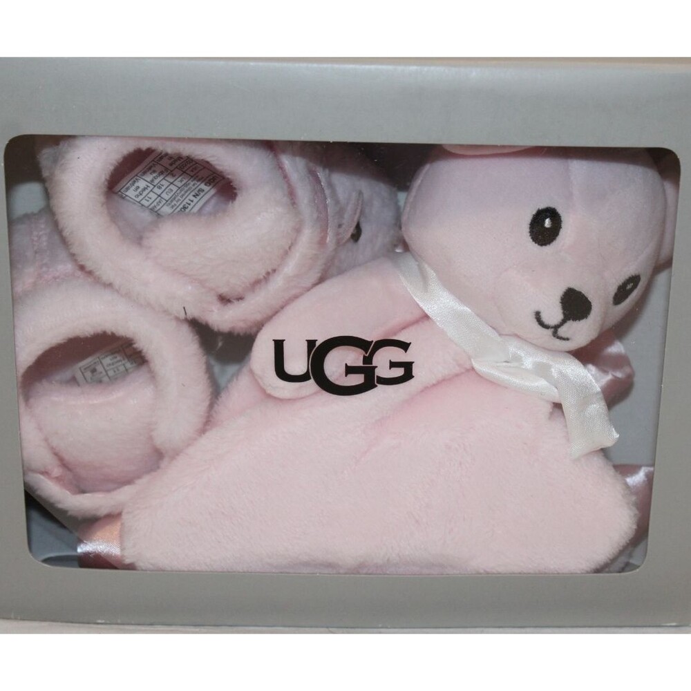 UGG BIXBEE BOOTIE & BEAR LOVEY BLANKET SET PINK NIB SZ 4/5 12-18 MONTHS - Picture 1 of 6